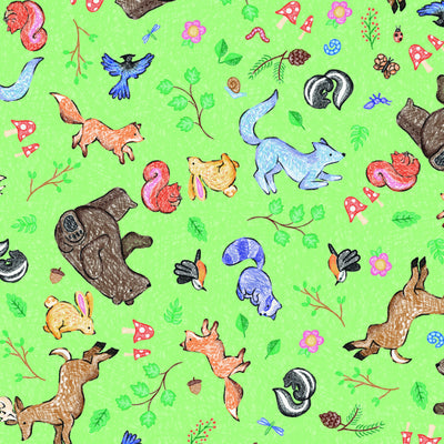 Riley Blake Colorful Critters Main Green