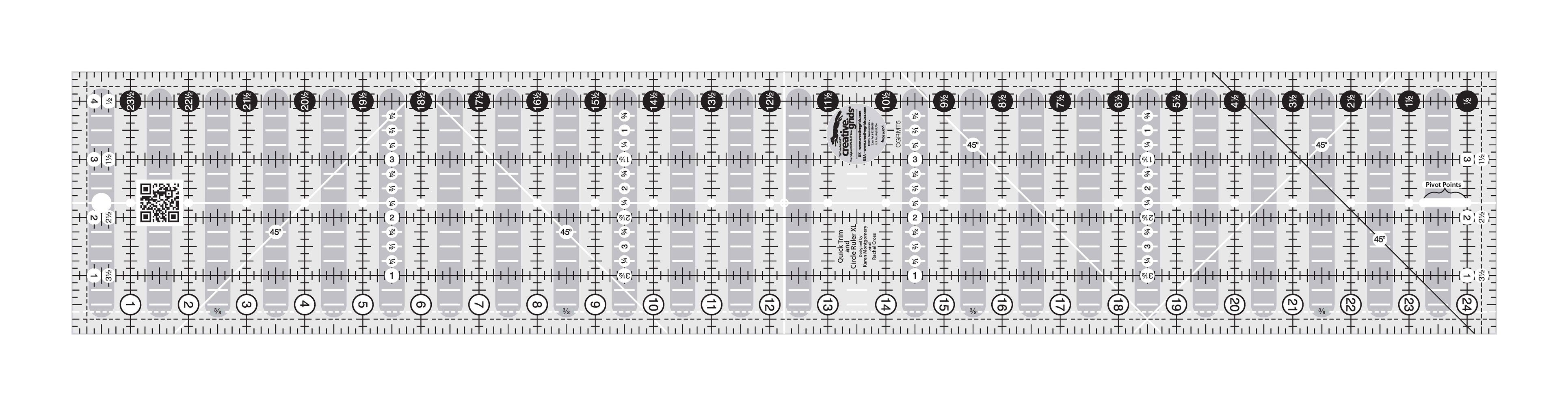 Creative Grids Quick Trim Two Ruler – 4-1/2 in x 24-1/2 in Rectangle