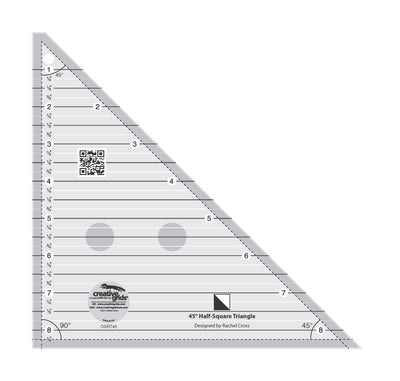 Creative Grids 45 Degree Half-Square Triangle Quilt Ruler – 8-1/2 in