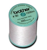 Single Spool Brother White 90 Weight Embroidery Bobbin Thread