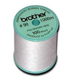Single Spool Brother White 90 Weight Embroidery Bobbin Thread