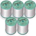 Brother EBTPE 90 Weight Embroidery Bobbin Thread, White - 5 Spools
