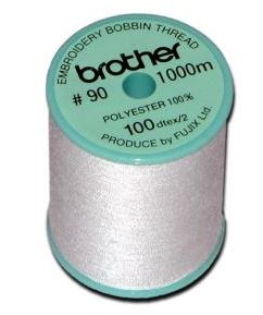 Single Spool Brother White 90 Weight Embroidery Bobbin Thread