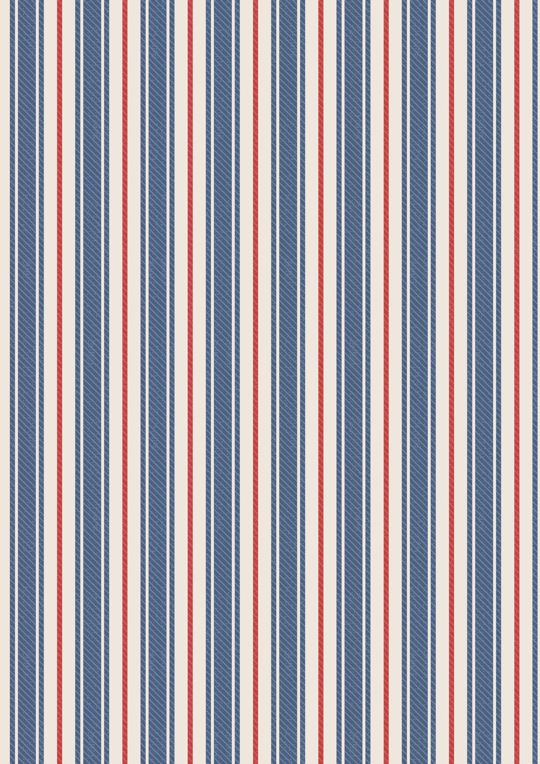 Lewis & Irene Country Comforts Flannel - Blue and Red Ticking Stripe Flannel (F2C)