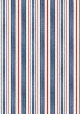 Lewis & Irene Country Comforts Flannel - Blue and Red Ticking Stripe Flannel (F2C)