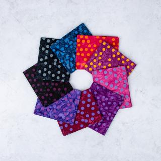 Riley Blake Batiks Elementals Polka Pop Fat Quarter Bundle C, 9 Pcs.