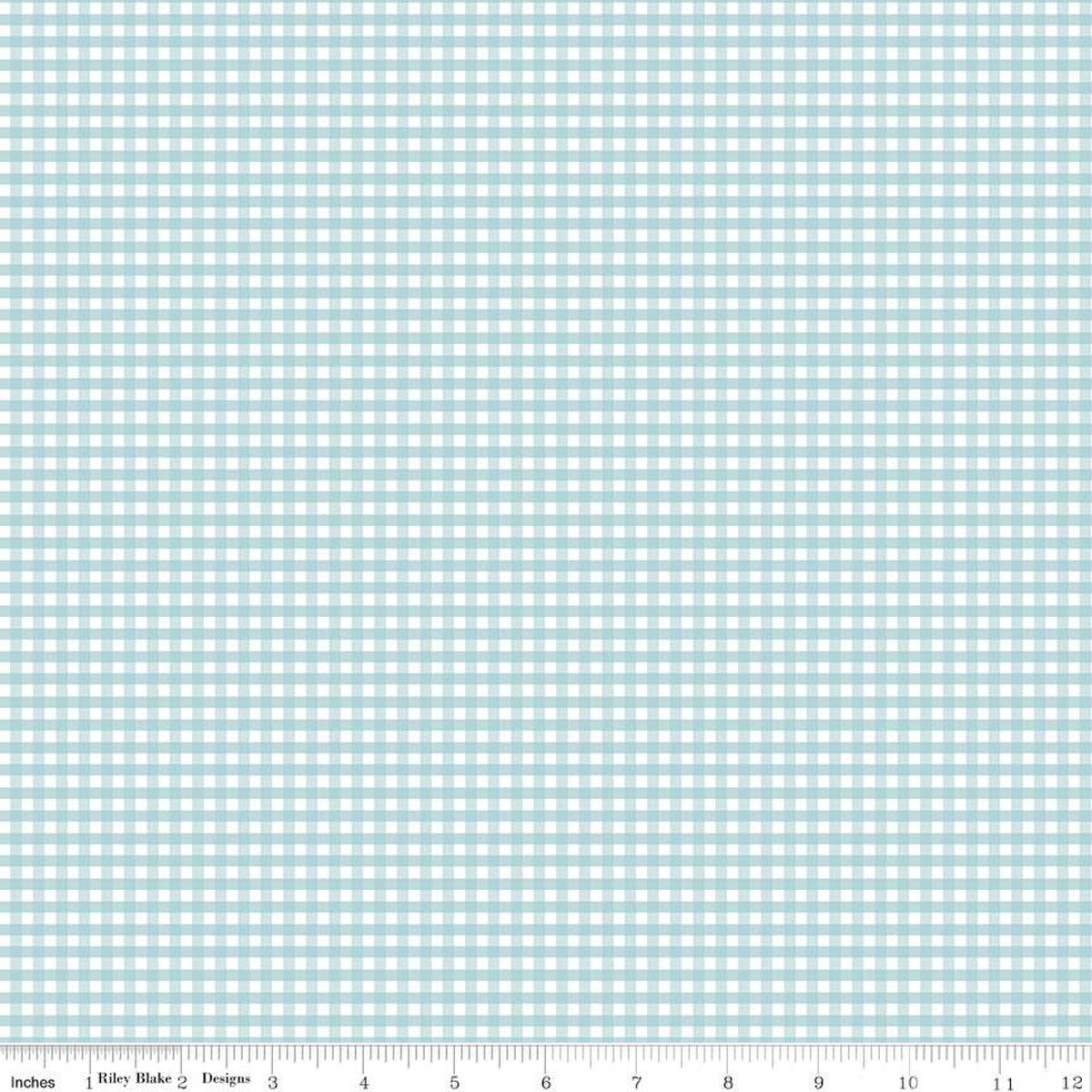 Riley Blake 1/8 Inch Small Gingham Aqua C440-20 AQUA - RBD Basics - 43"/44" quilting cotton - by the 1/4 yard