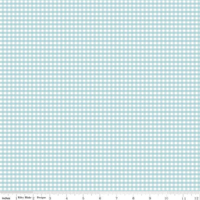 Riley Blake 1/8 Inch Small Gingham Aqua C440-20 AQUA - RBD Basics - 43"/44" quilting cotton - by the 1/4 yard