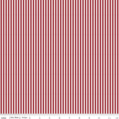 Riley Blake 1/8" Stripe Dahlia Red