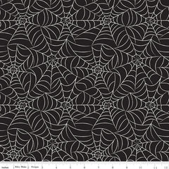 Riley Blake Frank and Friends Webs Black (Glow in the Dark) GC17474-BLACK with ruler