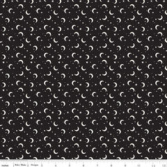 Riley Blake Frank and Friends Moon & Stars Black (Glow in the Dark) GC17477-BLACK with ruler