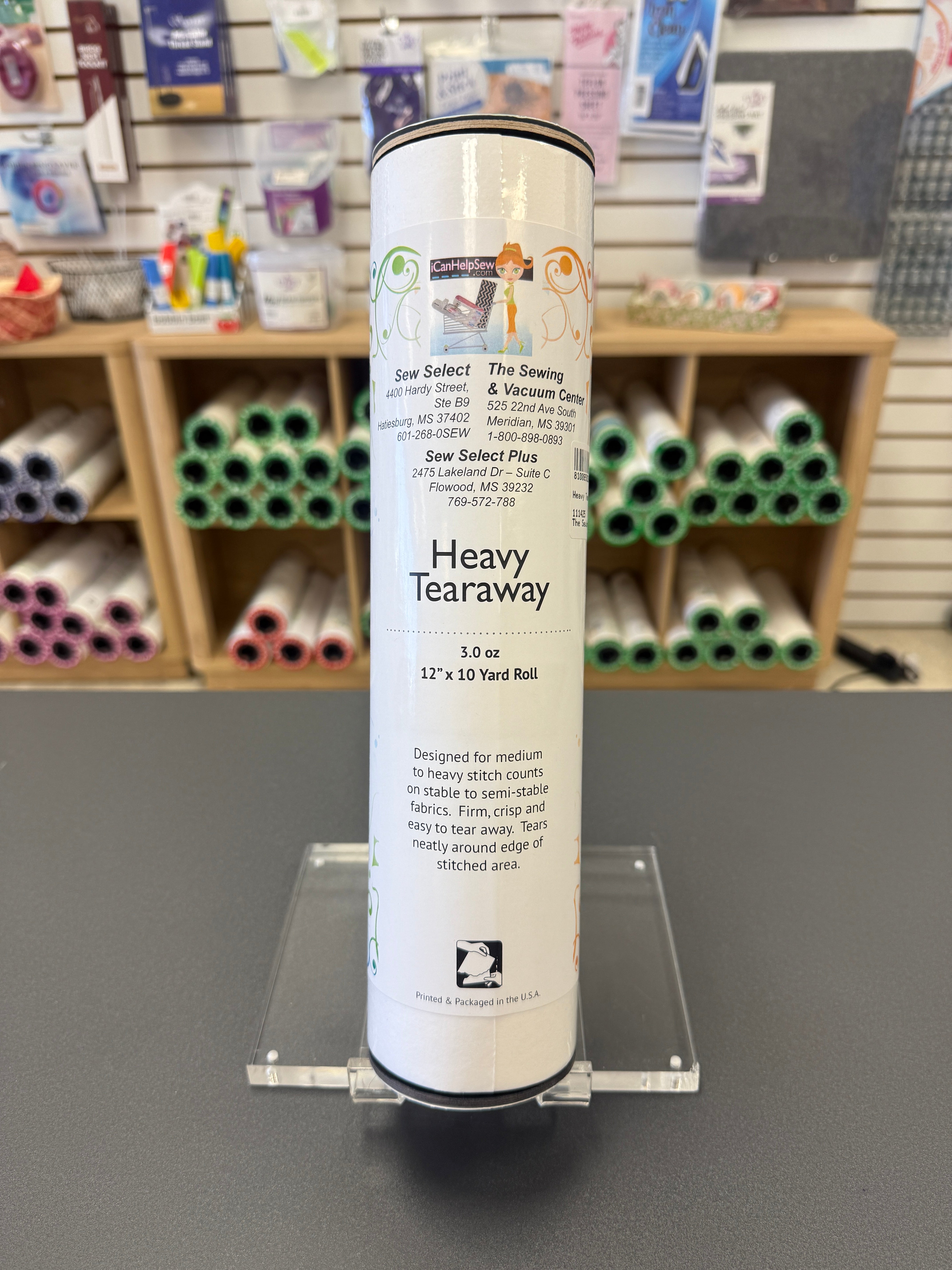Heavy Firm Tearaway Stabilizer 3.0 oz 12" X 10 Yard Roll