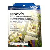Brother 5 Foot Embellishment Pack - Includes Stitch in the Ditch Foot, Roller Foot, Piping Foot, Edge Joining Foot, and Gathering Foot