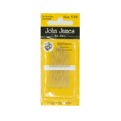John James Milliners / Straw Needles Assorted Sizes 5/10 16ct