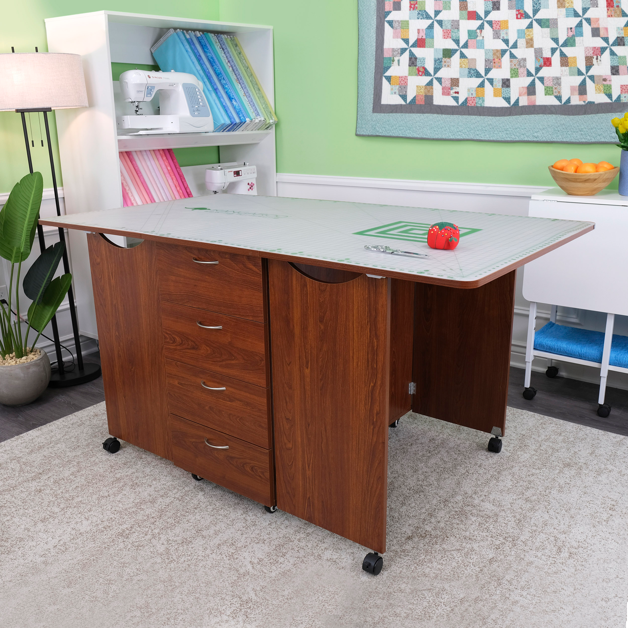 Kookaburra Sewing Cabinet & Cutting Table - Ash White, Teak or Grey