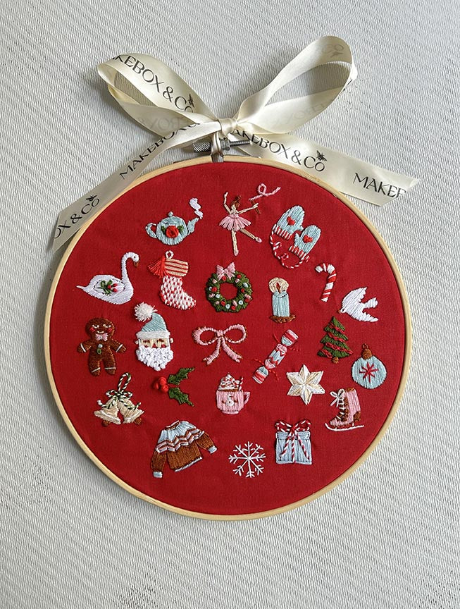 MakeBox & Co. The 24 Days of Advent Embroidery Kit, 9" Hoop (KT001-87109)
