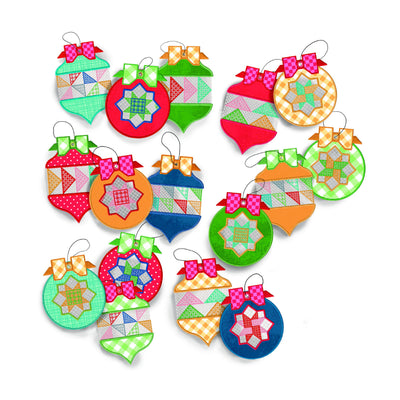Riley Blake Home Town Holiday Patchwork Ornaments by Lori Holt - Machine Embroidery USB