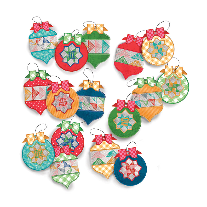 Riley Blake Home Town Holiday Patchwork Ornaments by Lori Holt - Machine Embroidery USB ME018ORN25R5