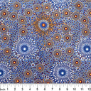 Onion Dreaming 2 Blue Australian Aboriginal rayon fabric by Doris Inkamala, M&S Textiles R-ODR2BL