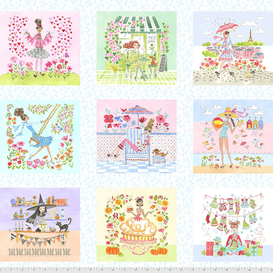 Calendar Girls All Year panel by Anne Keenan Higgins for FreeSpirit