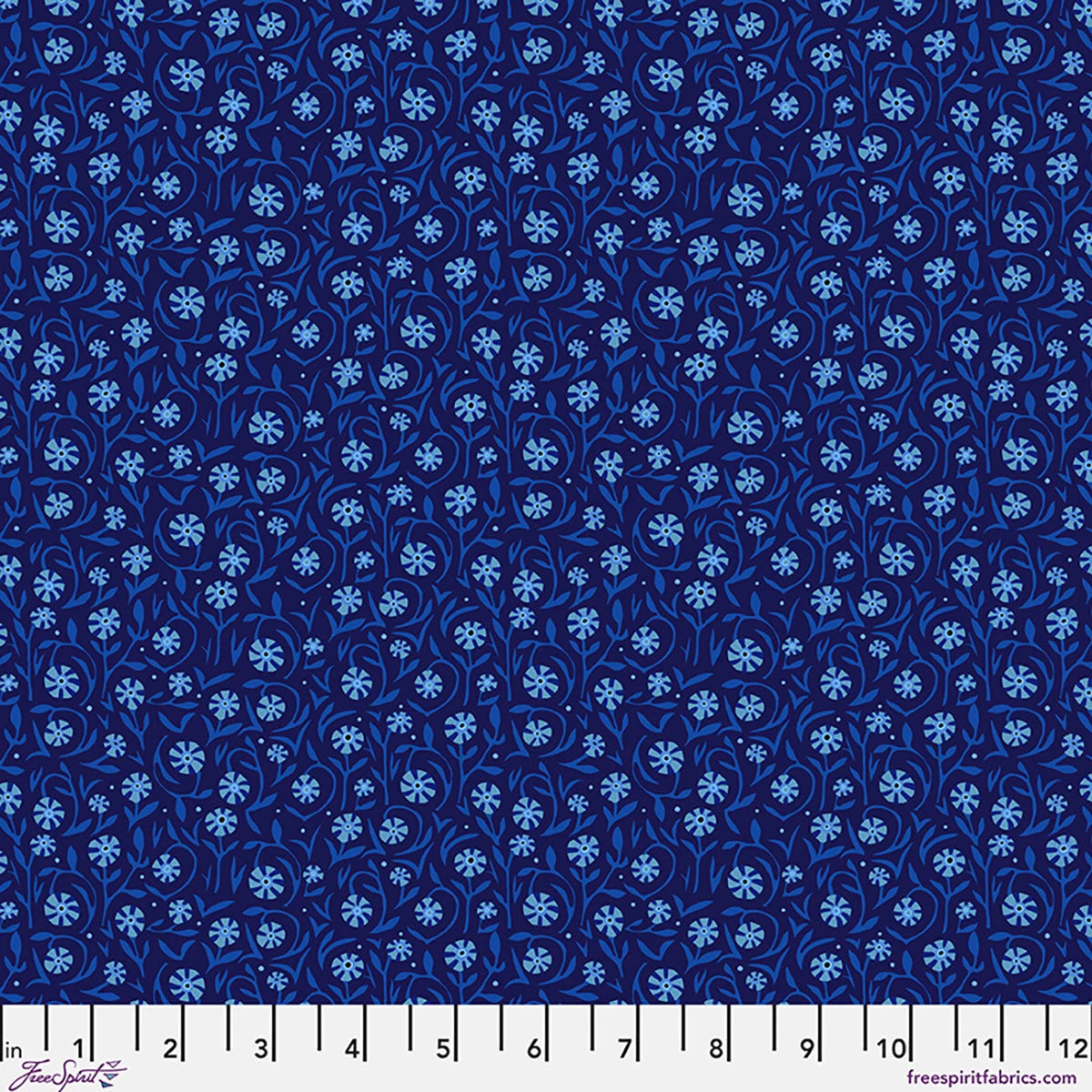 Adam Trest Azul Field of Flowers Azul quilting cotton fabric