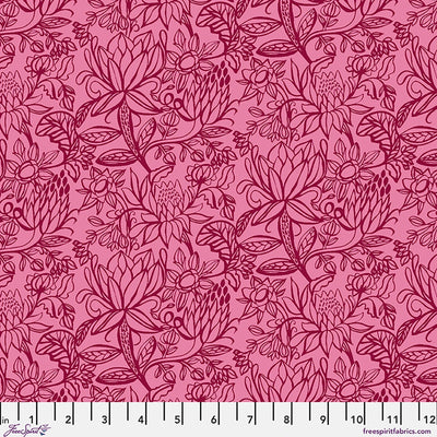 Kirsten Katz Springtime Splendour Garden Etchings Raspberry quilting cotton fabric