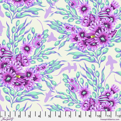 Tula Pink Floral Reef Shadow Sharks Ultraviolet quilting cotton fabric