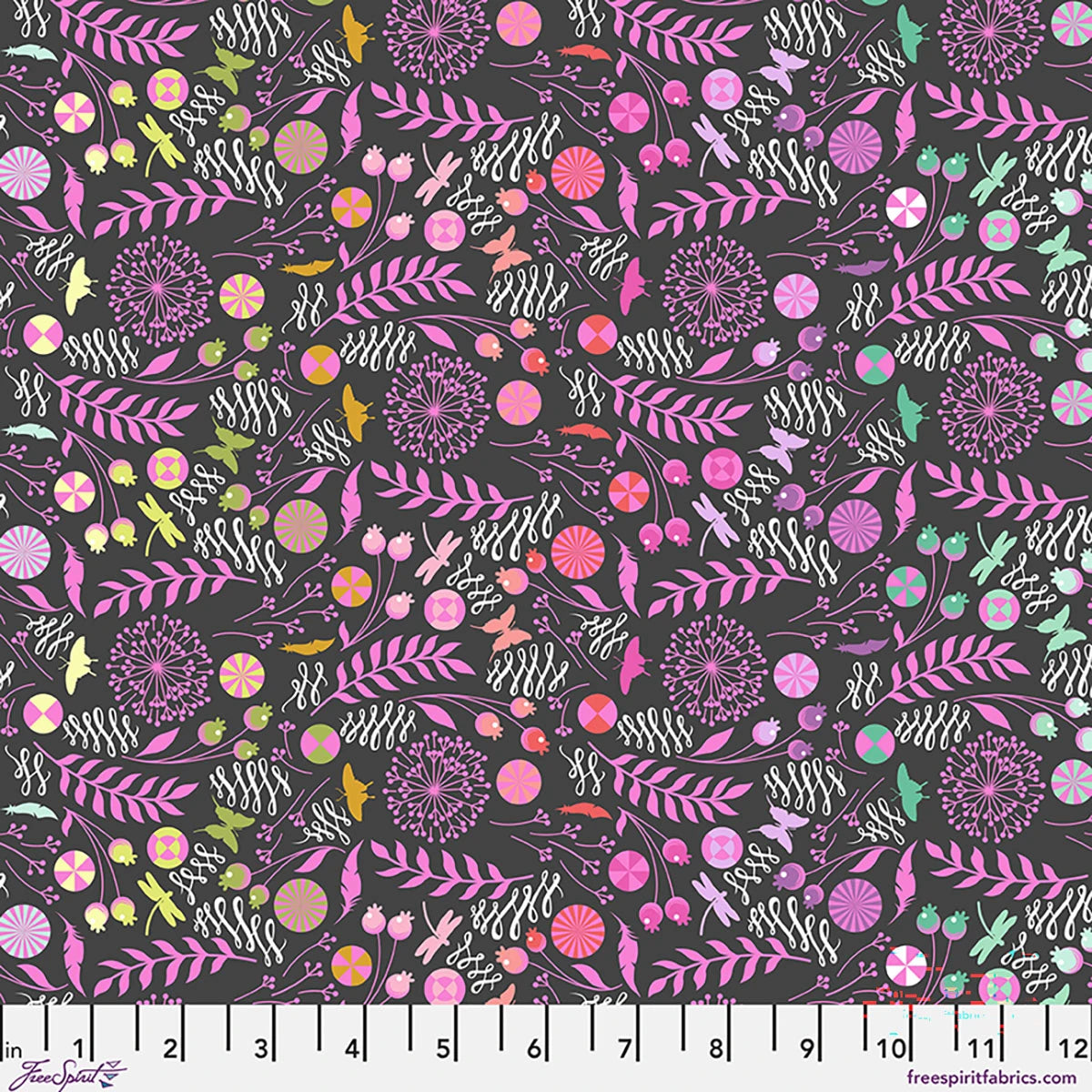 Tula Pink Prince Charming Déjà Vu Dandelion Licorice quilting cotton fabric