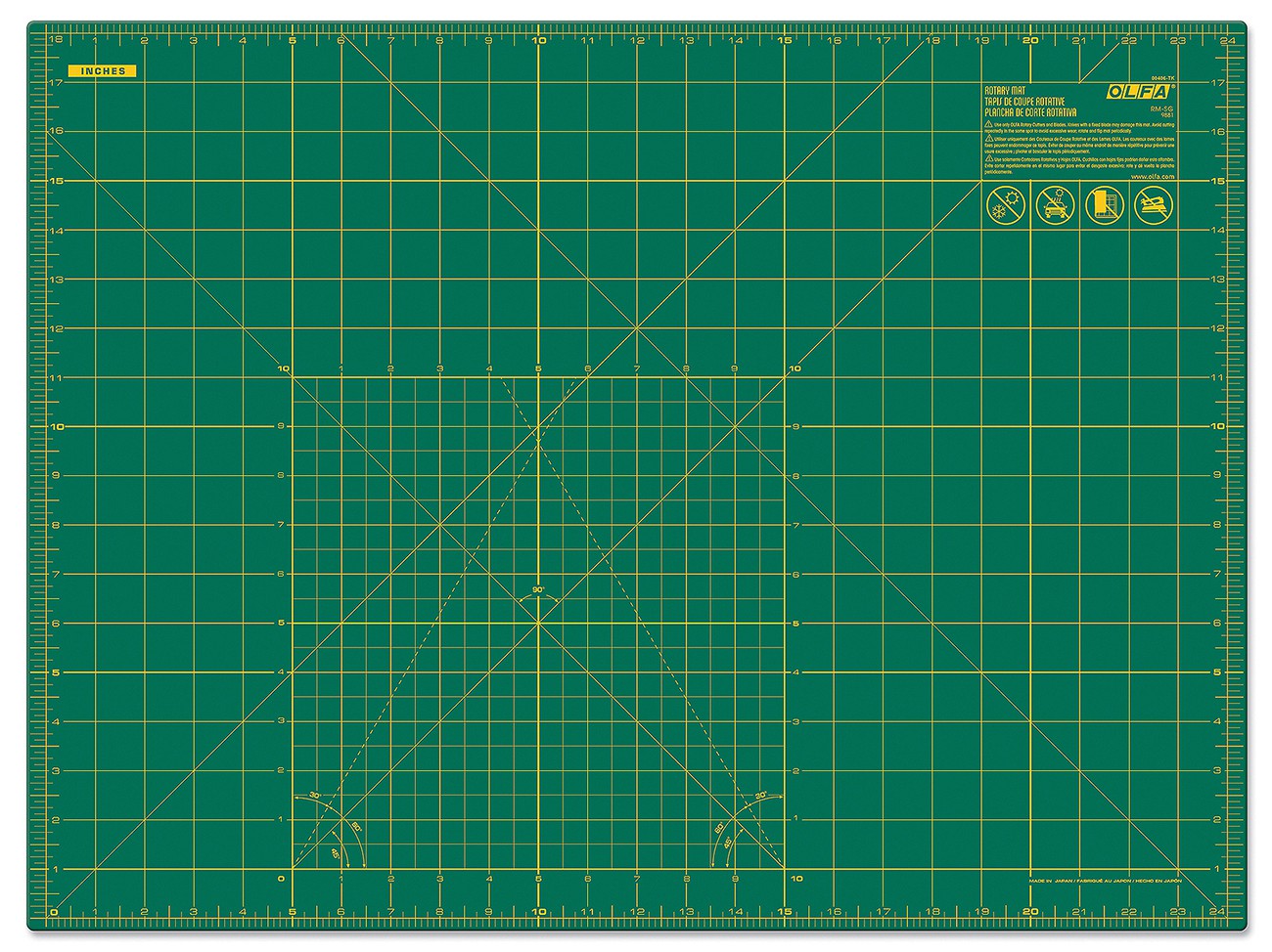 Olfa Self-Healing Cutting Mat with Grid – 18 x 24 Inch Green