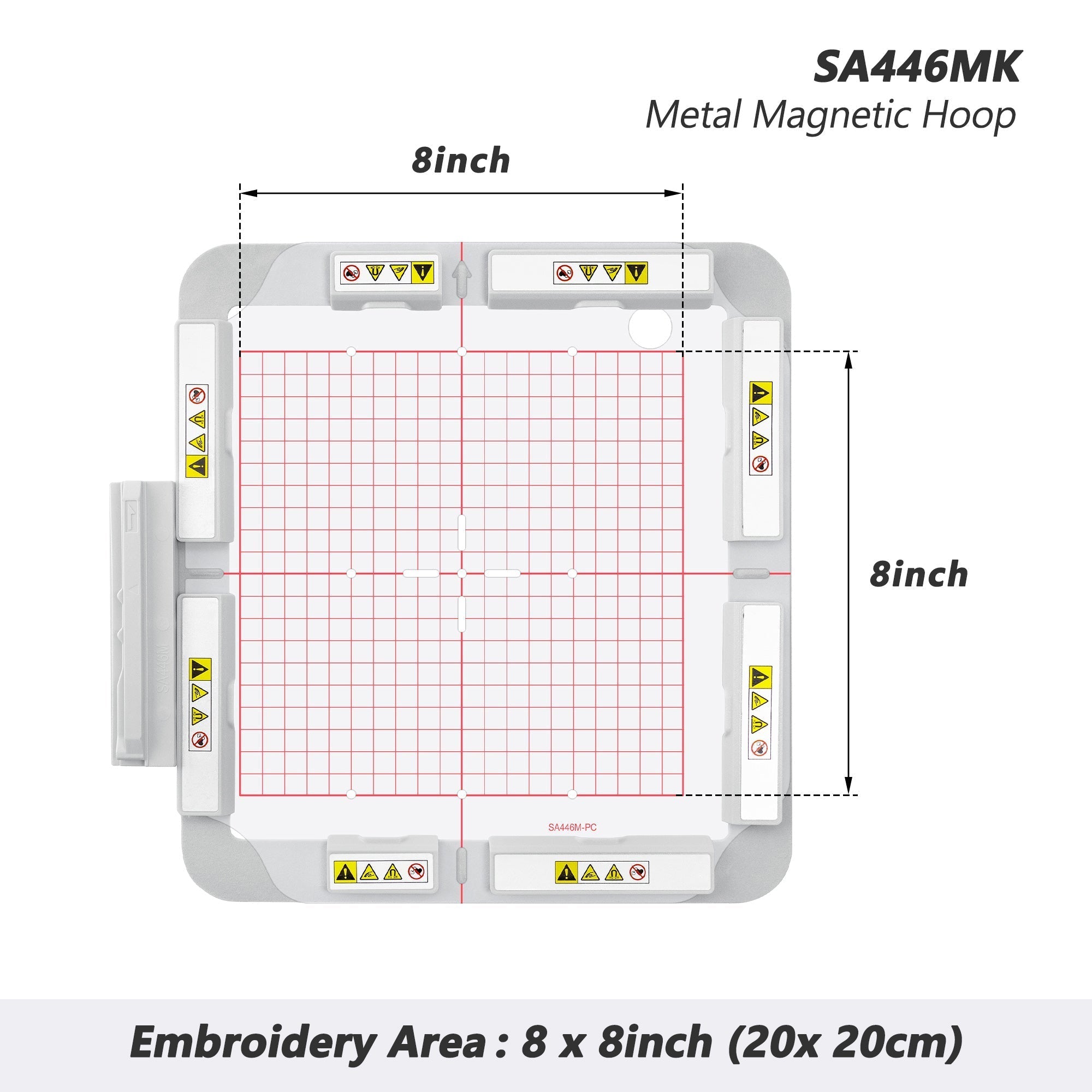 SewTech SA446MK 8x8 magnetic embroidery hoop for Brother and Baby Lock