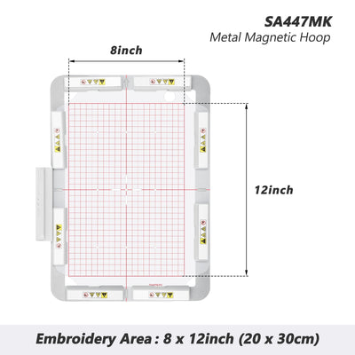 SewTech SA447MK 8x12 magnetic embroidery hoop for Brother and Baby Lock