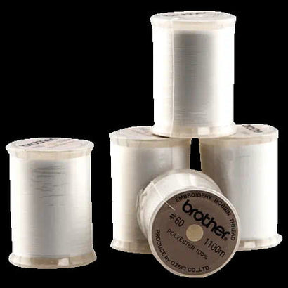 Single Spool Brother White 60 Weight Embroidery Bobbin Thread