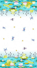 Susybee Paul's Pond Double Border Aqua quilting cotton fabric, Clothworks SB20407-930