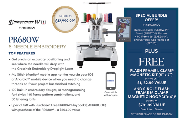 Brother Entrepreneur W PR680W 6‑Needle Embroidery Machine
