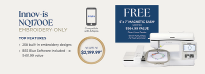 Brother NQ1700E Embroidery Only Machine Bundle