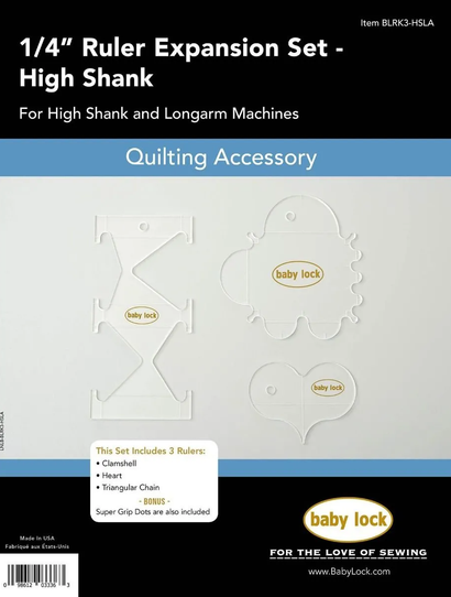 Baby Lock BLRK-HSLA 1/4" Acrylic Ruler Set - High Shank and Long Arm