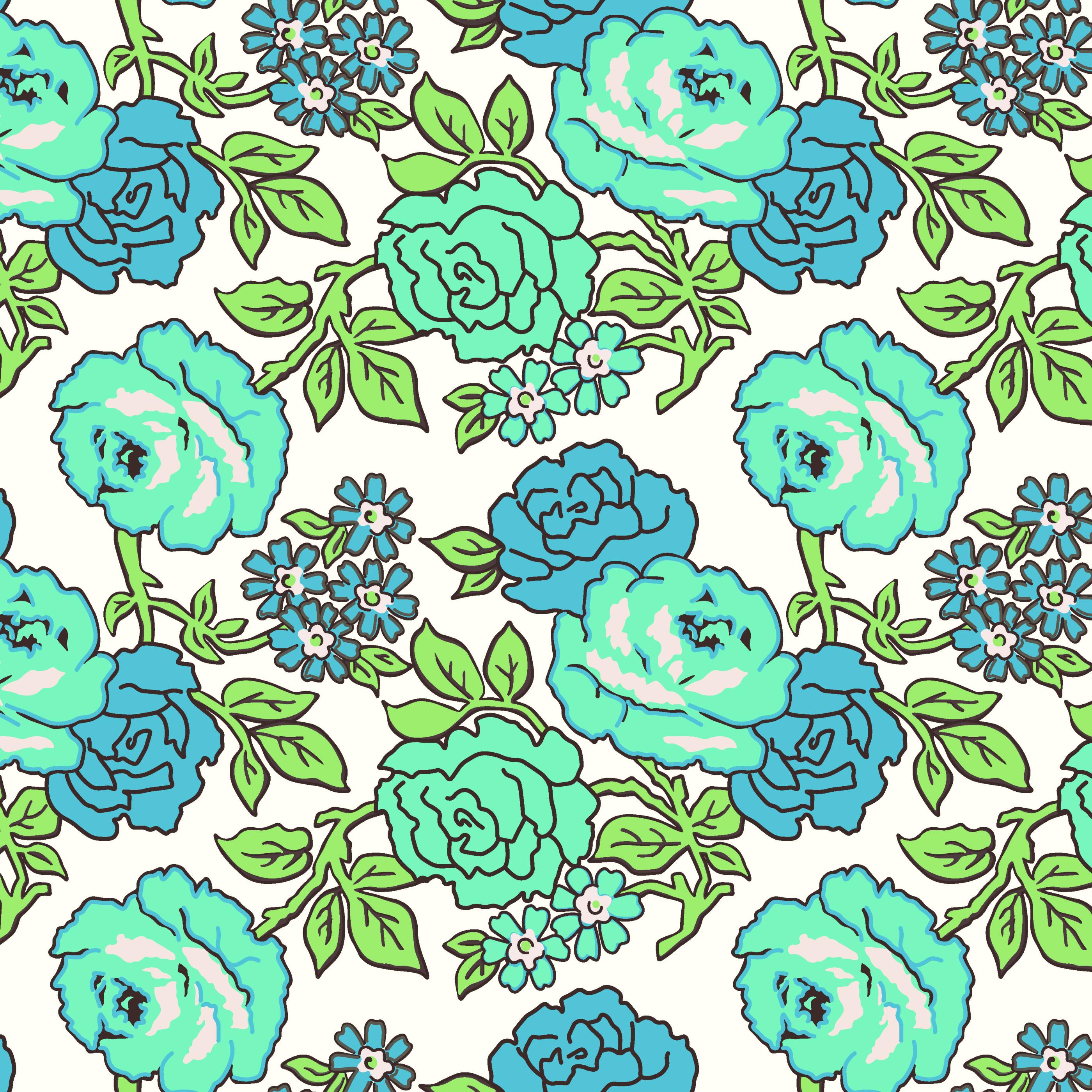 Riley Blake Flea Market Roses Wideback Blue