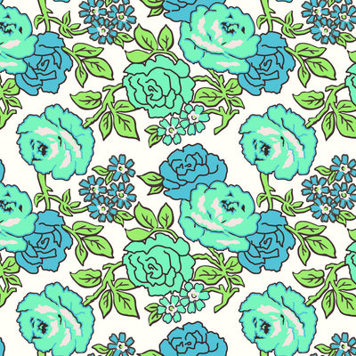 Riley Blake Flea Market Roses Wideback Blue