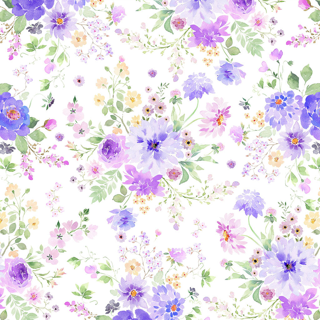 Clothworks Chateau En Fleur Digital Bouquets White Y4975-1