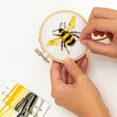 Kikkerland Mini Cross Stitch Kit – Bee, Beginner Friendly