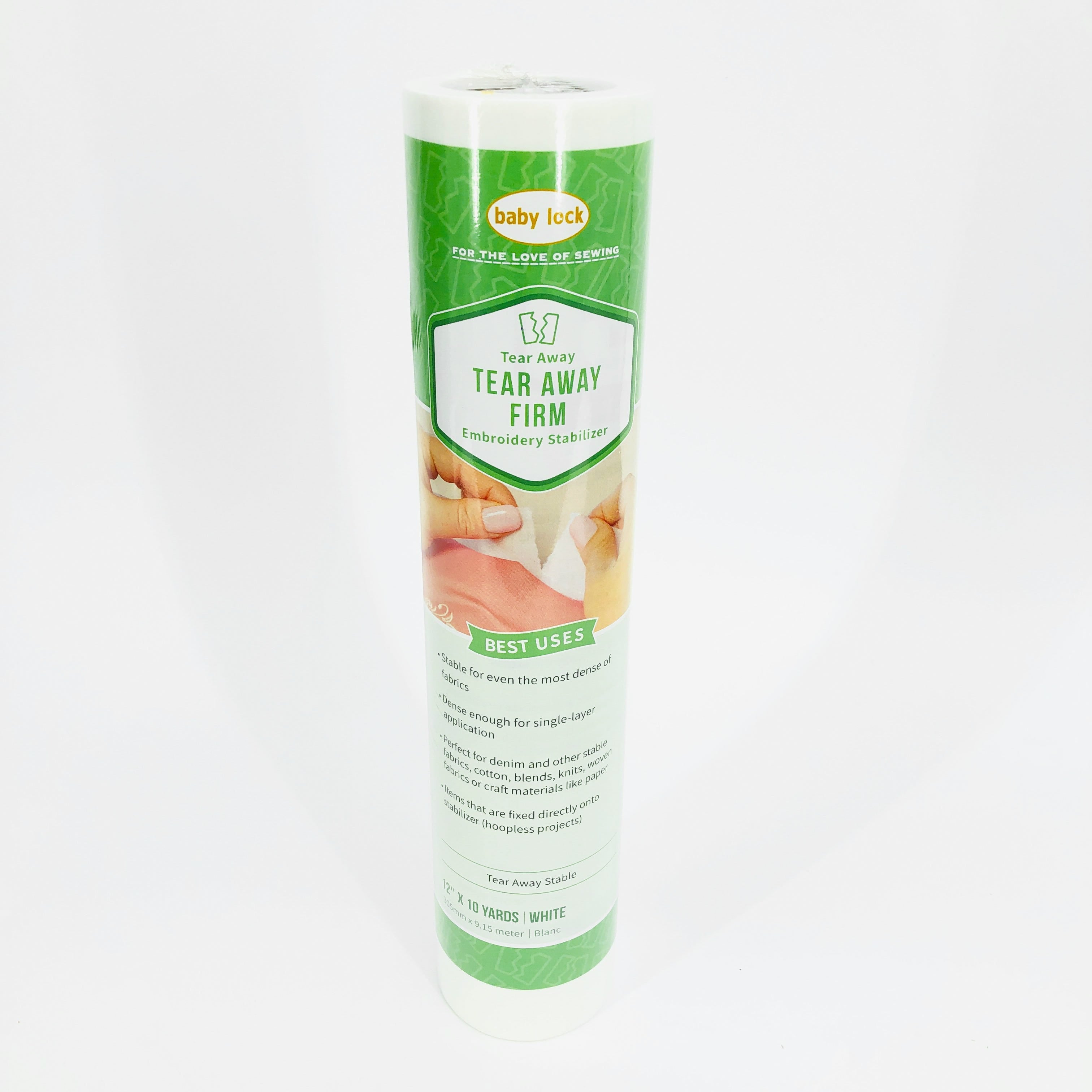 Baby Lock Tear-Away Stabilizer – Firm, Medium Weight 1.5 oz, 12" x 10 yd (BLT103)