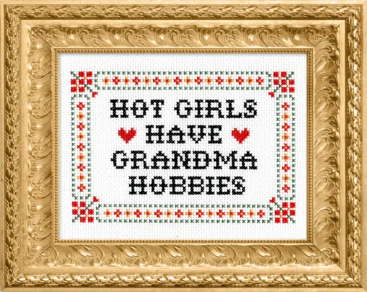 Subversive Cross Stitch Deluxe Kit – Hot Girls Have Grandma Hobbies