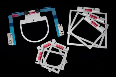 Brother 7pc EZ Frames Combo Pack for Muti-Needle Machines - Includes (1) 2” x 4”, (1) 2.5” x 4”, (1) 3” x 4”, (1) 5” x 4”, (1) 7” x 5”, and (1) 8” x 8” Hoops, and Cap Back/Radius Frame SAEZ7MN - Store Only