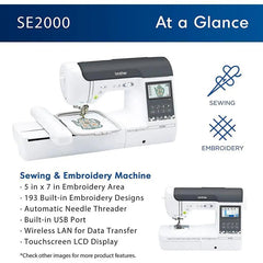 Brother SE2000 5x7 Sewing & Embroidery Machine and Magnetic Hoops