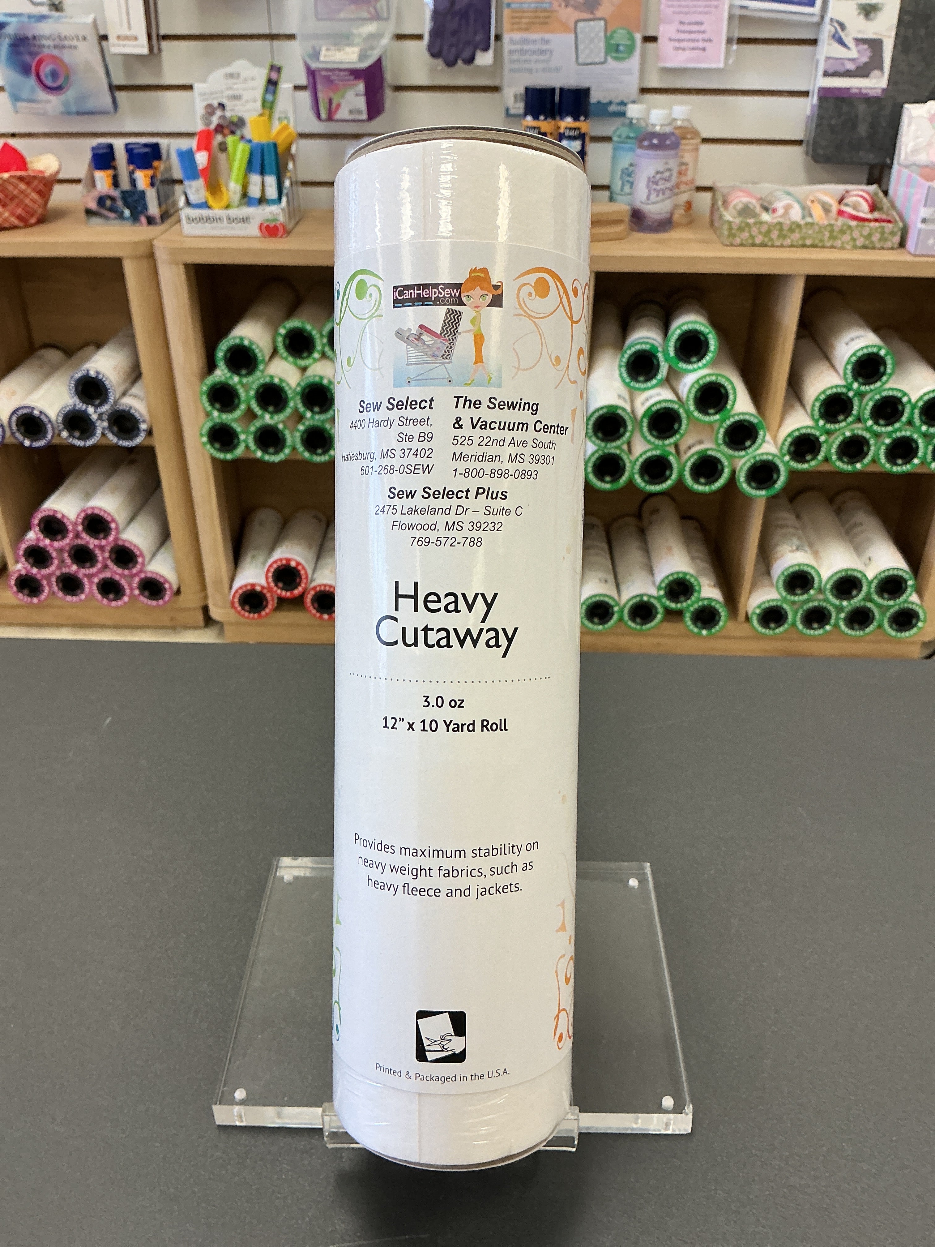 Heavy White Cutaway Stabilizer - 3.0oz 12x10 Yard Roll
