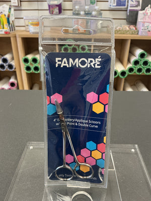 Famore 4in Double Curved Machine Embroidery Scissors