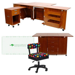 Kangaroo Aussie II & Kookaburra Sewing Cabinet & Cutting Table Bundle