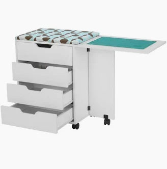 Shirley Ash White Sewing Cabinet - 4 Drawers + Fold Out
