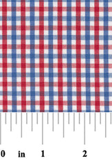 Red and Blue Check - Shown with a ruler for scale