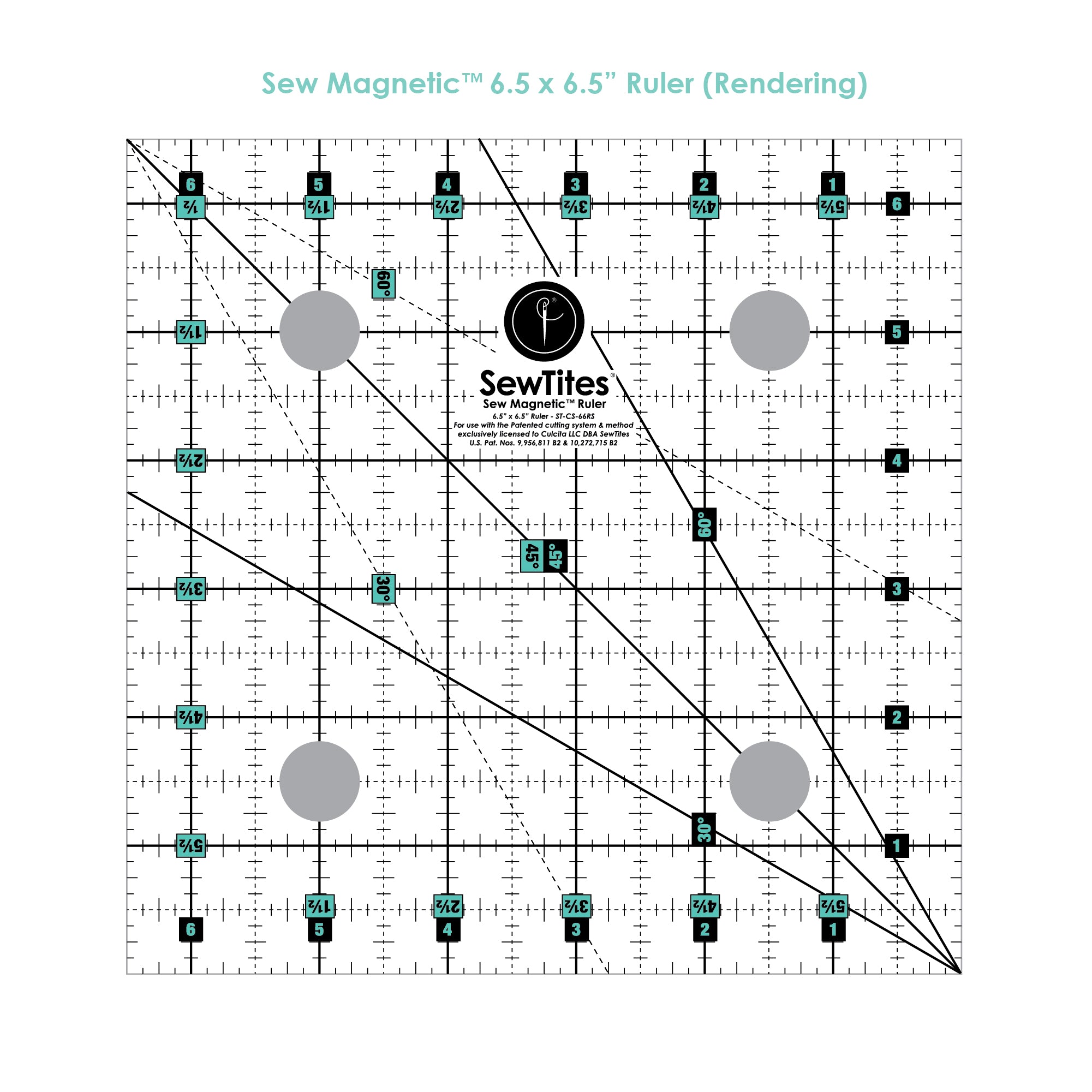 SewTites Sew Magnetic Ruler 6.5" x 6.5" - Right-Handed